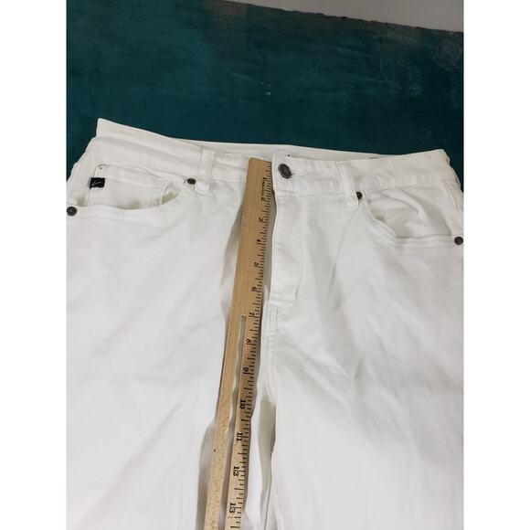Kan Can Jeans Size 13 Womens White Stretch Fray Hem Pants Mid Rise Ladies Ankle - Picture 7 of 13